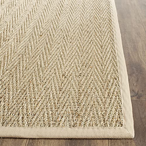 Safavieh Area Rug 6x8 - Natural Fiber Collection - Natural & Beige, Seagrass, Herringbone Pattern with Border (NF115A) - color: Natural/Beige, size: 6' x 8' (Rectangular)