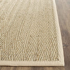 Safavieh Area Rug 6x8 - Natural Fiber Collection - Natural & Beige, Seagrass, Herringbone Pattern with Border (NF115A) - color: Natural/Beige, size: 6' x 8' (Rectangular)