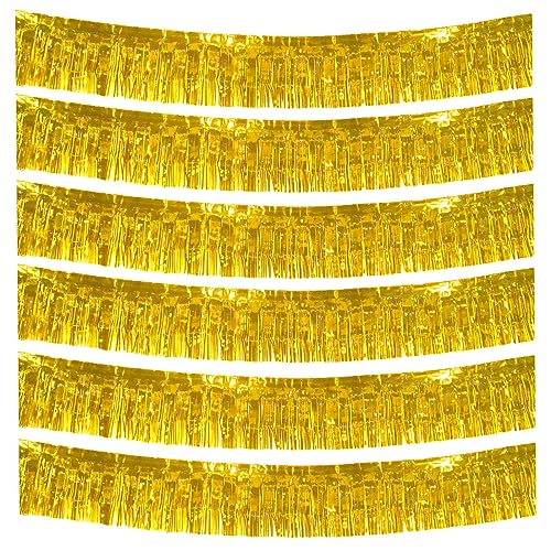 6 Packs 10 Feet Foil Fringe Garland Metallic Foil Tinsel Fringe Garland Wall Hanging Fringe Banner for Parade Floats, Wedding, Christmas，Birthday Party Halloween Decor (Gold) - color: Foil Fringe Garland-gold