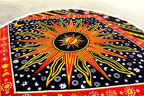 Round Tapestry Ombre Mandala Round Roundie Beach Throw Indian Tapestry Hippie Décor Urban Table Cloth (42 Inches, Yellow) - color: Yellow, size: 42"L x 42"W