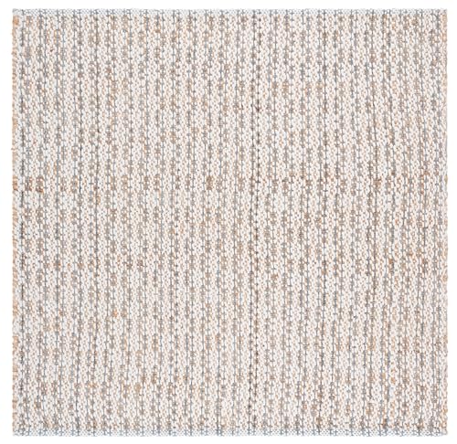 SAFAVIEH Natural Fiber Collection Area Rug - 6' Square, Natural & Blue, Handmade Jute & Wool, Ideal for Living Room, Bedroom, Dining Space (NFB225N) - color: Natural/Blue, size: 6' x 6' (Square)