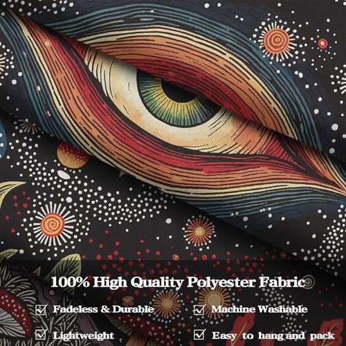 Accnicc Hippie Red Mushroom Tapestry Abstract Mystical Eye Wall Tapestry for Bedroom Aesthetic Boho Fantasy Starry Night Plant Small Tapestries Wall Hanging for Dorm Living Room Decor 60 × 44 Inch - color: Black Scarlet, size: 60"L x 44"W