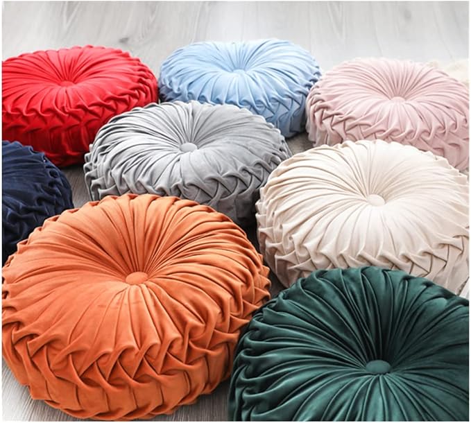 Baiyuruodie Round Velvet Pillow, Sofa Bed Bedroom Decorative Throw Pillow (38cm, Navy Blue)