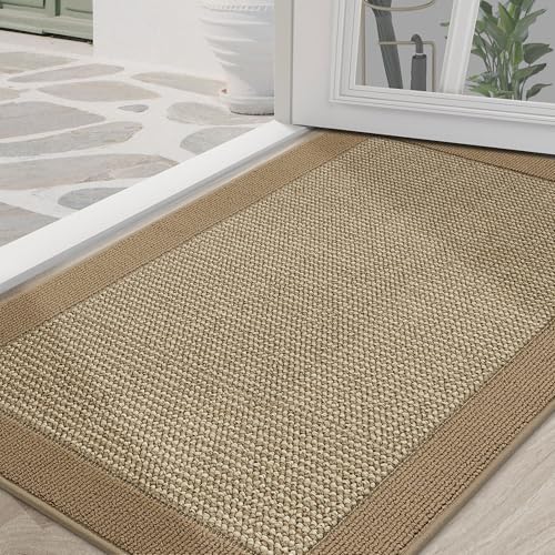 BEQHAUSE Indoor Door Mat 36" x 60", Dirt Trapper Door Mats Non-Slip Entryway Rugs Washable, Trap Dirt Absorbent Welcome Mat, Low Profile Floor Mats for Front Back Door and Entryway, Beige - color: Beige, size: 36" X 60" (Rectangular)