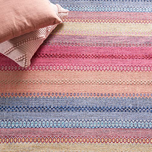 SAFAVIEH Montauk Collection Runner Rug - 2'3" x 9', Blue & Red, Handmade Flat Weave Boho Stripe Cotton, Ideal for High Traffic Areas in Living Room, Bedroom (MTK851M) - color: Blue/Red, size: 2'3" x 9' (Runner)