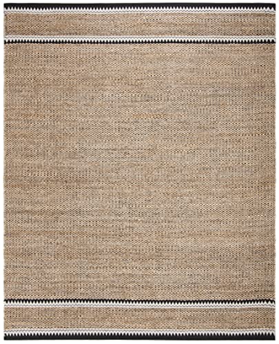 SAFAVIEH Area Rug 8x10 - Natural Fiber Collection - Large - Natural & Black, Handmade Jute, Boho Farmhouse Style, Ideal for Living Room, Bedroom, Dining Space (NF874B) - color: Natural/Black, size: 8' x 10' (Rectangular)
