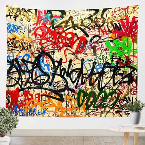 Manfei Graffiti Tapestry Wall Hanging for Bedroom Living Room Modern Fashion Design Wall Blanket Tapestries, Medium 59.1 x 59.1 Inches - color: WT6454, size: 59.1"L x 59.1"W