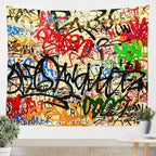Manfei Graffiti Tapestry Wall Hanging for Bedroom Living Room Modern Fashion Design Wall Blanket Tapestries, Medium 59.1 x 59.1 Inches - color: WT6454, size: 59.1"L x 59.1"W