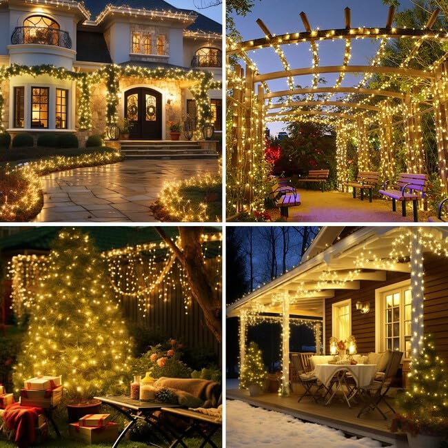 LAMPHOME 100 Count Clear Christmas Lights - 20 ft Ultra Bright White String Lights with Green Wire for Indoor and Outdoor Use, Christmas Trees, Holidays Party Patio Wedding and Garden - color: Clear