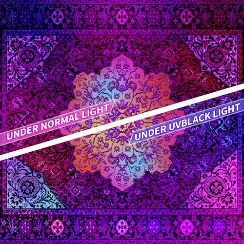 Tichgeim Blacklight Mandala Tapestry for Bedroom Aesthetic, Black Light Hippie Boho Floral Art Poster Tapestries, UV Indian Medallion Bohemian Wall Hanging Decor for Living Room Dorm 60" L x 51" W - color: Blacklight Mandala Tapestry, size: 60"L x 51"W