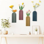 4 Pack Wood Wall Planter Indoor Wall Decor Plant Holders Boho Hanging Planter Vases for Modern Farmhouse Living Room Bedroom Rainbow Decor (Morandi Color)