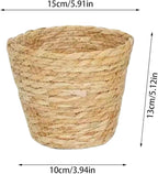 Woven Basket, Hand Woven Containers Flower Pots Boho Indoor Planter Decorative Flower Storage Organizer for Home Office Decoration (Small)