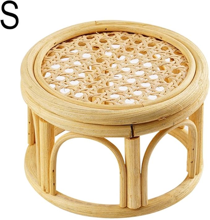 Rattan Plant Stands,Small Boho Rattan Wicker Round Riser Plant Stand,Indoor Flower Pot Stand,Decorative Flower Shelf Bonsai Rack Garden Plant Pot Riser Holder