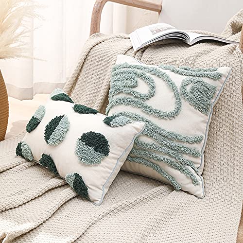 vctops Boho Decorative Throw Pillow Cover Cotton Tufted Woven Cushion Cover for Couch Sofa Bed (Green A,18"x18") - color: Green a, size: 18" x 18" (Pack of 1)