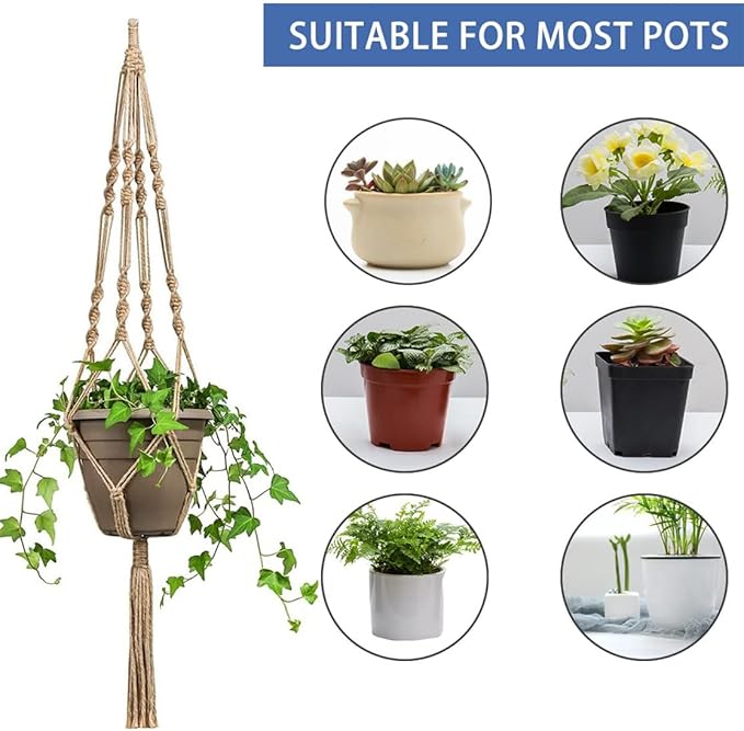 LINXIU Macrame Plant Hangers Jute Plant Hanger Indoor Hanging Plants Holders with 2 Hooks for Home Decor Wall Flower Pots Basket 2 Packs