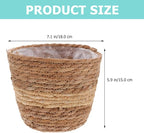 Wicker Planters for Indoor Plants Handwoven Seagrass Plant Basket with Liner Decorative Rattan Flower Pot 6X7 Inches