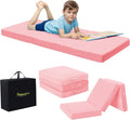 MeMoreCool Foldable Floor Mattress Kids Trifold Mat, Kids Folding Mattress Portable Futon, 57x22 Inch Pink
