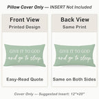 Farmhouse Sage Green Pillow Covers 12x20 Inch Set of 2 – Christian Lumbar Decorative Throw Pillowcase – Give It to God and Go to Sleep/Relax God’s Got This – Faith Decor for Home