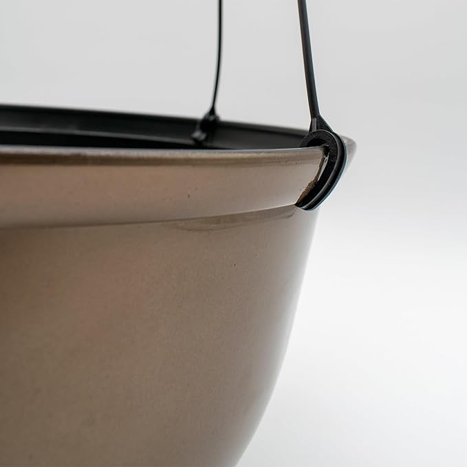 The HC Companies 11 Inch Hanging Metallic Planter - Round Hanging Basket for Indoor Outdoor Plants, Bronze