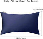 Thmyo 4-Pack 100% Cotton Lumbar Comfortable Solid Decorative Throw Pillow Case Rectangle Cushion Cover Sublimation Blank Pillow Covers Halloween DIY Throw Pillowcase(12x20inch/30x50cm,Dark Blue)
