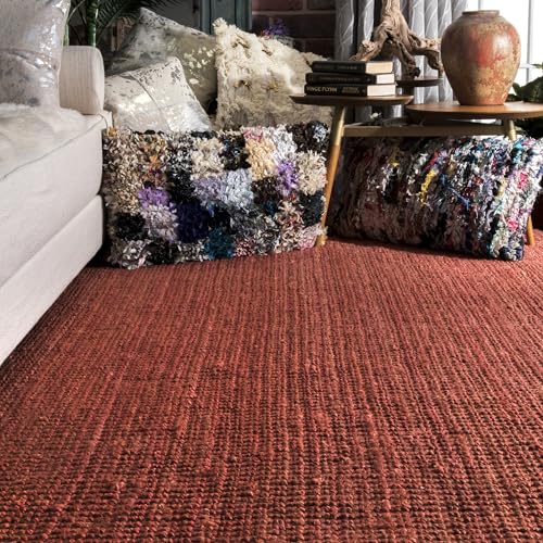 nuLOOM 5x8 Daniela Jute Tassel Hand Woven Area Rug, Brick, Solid Chunky Farmhouse Design, Natural Fiber, For Bedroom, Dining Room, Living Room, Hallway, Office, Entryway - color: Brick, size: 5' x 7'6" (Rectangular)