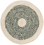 SAFAVIEH Cape Cod Collection 3' Round Green / Natural CAP210Y Handmade Braided Jute & Cotton Area Rug - color: Green/Natural, size: 3' (Round)