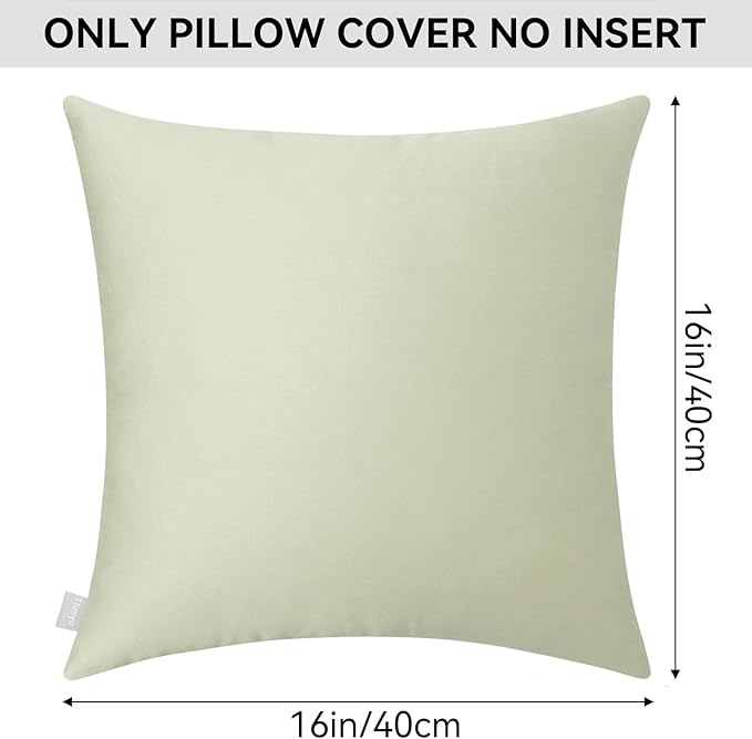 Thmyo 4-Pack 100% Cotton Comfortable Solid Decorative Throw Pillow Case Square Cushion Cover Pillowcase Sublimation Blank Pillow Covers DIY Throw Pillowcase for Sofa Bedroom(16x16 inch/ 40x40cm,Beige)