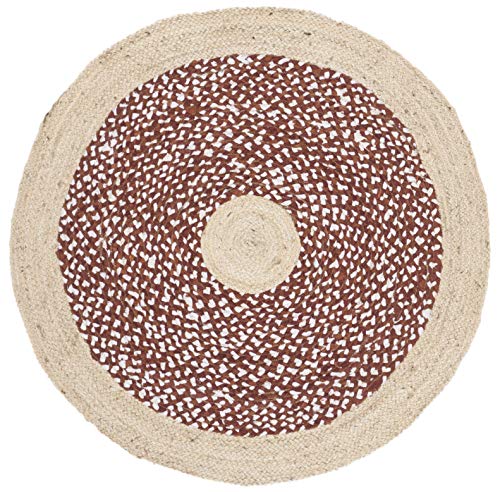 SAFAVIEH Cape Cod Collection Area Rug - 3' Round, Rust & Natural, Handmade Braided Jute & Cotton, Ideal for High Traffic Areas in Living Room, Bedroom (CAP210P) - color: Rust/Natural, size: 3' (Round)