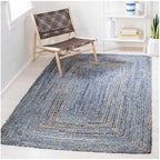 SAFAVIEH Cape Cod Collection Area Rug - 2'3" x 5', Blue & Natural Brown, Handmade Jute & Cotton, Woven Braided Design (CAP202M)