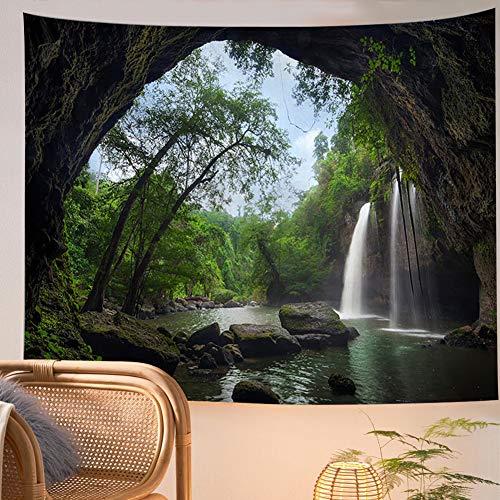 Llamazing Forest Landscape Tapestry for Home Decor - Living Room Bedroom Decoration Magic Curtain (Waterfall, 60''L51''W) - color: Waterfall, size: 60"L x 51"W