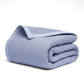 Salt Earth GOTS Certified 100% Organic Cotton Throw Blanket, 90" X 90" Waffle Blankets & Throws for Bed, Throw Blanket for Couch, Modern and Cozy Blanket, All Season, Comfy Soft Blanket(Powder Blue)