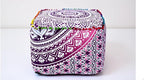 CRAFT KALA Large Hippie Mandala Meditation Floor Ottoman Pillow Cushion Pouf Cover Square Poufs Cover Bohemian Circle Floor Cushion Cover Outdoor Fireplace Living Room Decor 20X20X14 inches,Pink Ombre
