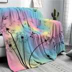 Colorful Ink Dandelion Just Breathe Throw Blanket Inspirational Butterfly Blankets for Kids Girls Boys Women Room Decor Rainbow Fleece Blanket Blue Pink Black Blanket for Chair Sofa 70"x80"