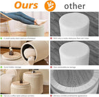 Round Set of 2 Ottoman with Storage-Upholstered Velvet Vanity Stool for MakeupMultifunctional Ottomans Coffee Table Padded Seat Foot Rest for Living Room&Bedroom(White)