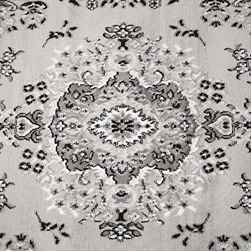 Home Dynamix Premium Sakarya Traditional Medallion Border Area Rug, Gray, 1'9"x7'2" Runner - color: Grey/Ivory, size: 1'9" x 7'2" (Runner)
