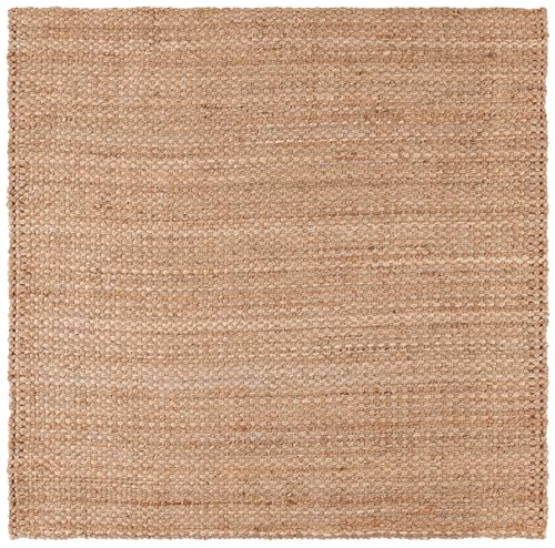 SAFAVIEH Natural Fiber Collection Area Rug - 6' Square, Natural, Handmade Jute, Ideal for The Living Room, Bedroom, Dining Room (NF402A-6SQ) - size: 6' x 6' (Square)