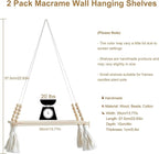 Artilady 2 Pack Wooden Wall Hanging Shelves - Macrame Hanging Plant Shelf with Tassel,Boho Storage Floating Shelves Handmade Rustic Hanger Planter Rack Pot Stand Holder