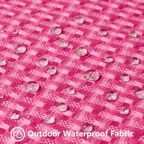 UGASA Valentines Outdoor Waterproof Pillow Covers Pack of 2 Weaving Texture Water Resistant Outside Decorative Pillow Cases for Patio Garden Porch Yard Bench Tent 16x16 Inch, Hot Pink - color: Hot Pink, size: 16" x 16" (Pack of 2)