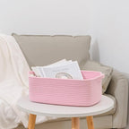 CubesLand Cute and Durable Small Cotton Rope Basket for Organizing, Woven Closet Storage Bin,Shelves Closet Storage Basket, Bathroom Storage Organizer Bin, Nursery Toy Basket Bin, Pink Basket