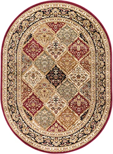 5x7 Oval Indoor Area Rug for Living Room, Dining Room, Bedroom, Entryway | Alfombras para Salas | Traditional, Oriental | Red 5'3'' x 7'3'' Oval - color: Red - Princeton, size: 5'3" x 7'3" (Oval)