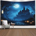 EMMTEEY Halloween Tapestry Night Forest Pumpkins Horror Castle Ceiling Tapestry 92.5X70.9 Huge Wall Art for Bedroom Living Room Fall Backdrop