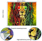 Simsant Rasta Rastafarian Tapestry Lion Head Bob Tapestry Wall Hanging Backdrop for Living Room Bedroom Dorm Psychedelic Decor Tapestry (100"x90") - size: 100"L x 90"W