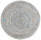SAFAVIEH Cape Cod Collection Area Rug - 6' Round, Natural & Blue, Handmade Flat Weave Jute, Ideal for High Traffic Areas in Living Room, Bedroom (CAP250A) - size: 6' (Round)