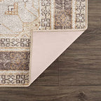 Hauteloom Ferdinand Living Room, Bedroom Machine Washable Area Rug - Farmhouse - Light Brown, Dark Brown, Light Blue - 5'3" x 7' - size: 5'3" x 7' (Rectangular)