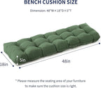 Outdoor Bench Cushion, 48x18x5 Inch, Waterproof Bench Cushion for Outdoor/Indoor Furniture, Tufted Patio Bench Seat Cushion, Fade Resistant Outdoor Cushions for Porch Swing Couch, Dark Green