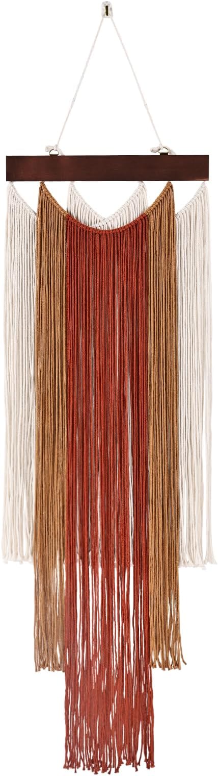 iHUFeather Macrame Wall Hanging Boho Wall Tapestry, Handmade Woven Wall Art for Living Room Bedroom Bohemian Home Decor 47.2" L x 15.7" W (Deep Red)