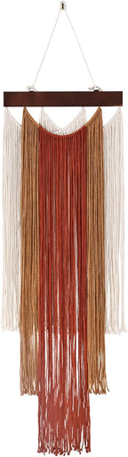 iHUFeather Macrame Wall Hanging Boho Wall Tapestry, Handmade Woven Wall Art for Living Room Bedroom Bohemian Home Decor 47.2" L x 15.7" W (Deep Red)