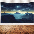 EMMTEEY Fantasy Tapestry Mountains under Starry Sky 60X40 Inch Small Tapestry Wall Art Hanging Tapetries for Bedroom Living Room Dorm Décor
