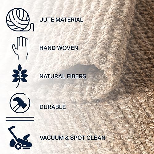 JONATHAN Y Pata Hand Woven Chunky Jute Natural 6x6 Square Indoor Area Rug, Bohemian, Rustic, Cottage, Easy-Cleaning for Living Room, Bedroom, Kitchen, Non-Shedding (NRF102A-6SQ) - color: Natural, size: 6' x 6' (Square)