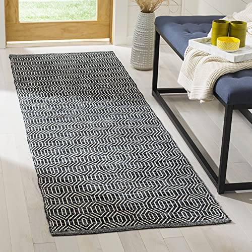 SAFAVIEH Montauk Collection Runner Rug - 2'3" x 7', Ivory & Dark Grey, Handmade Flat Weave Cotton, Ideal for High Traffic Areas in Living Room, Bedroom (MTK413A) - size: 2'3" x 7' (Runner)
